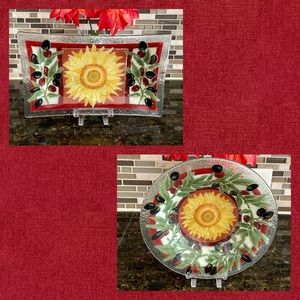 NEW Peggy Karr Glass Bowl & Plate Set